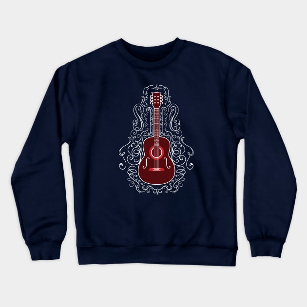 Acoustic Guitar With Scroll Design Crewneck Sweatshirt by LittleBunnySunshine